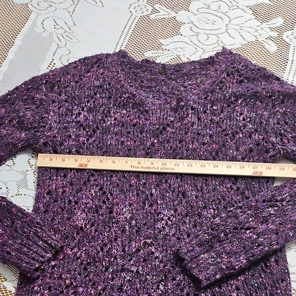 Purple Open Knit Women's Sweater - Picture 5 of 8